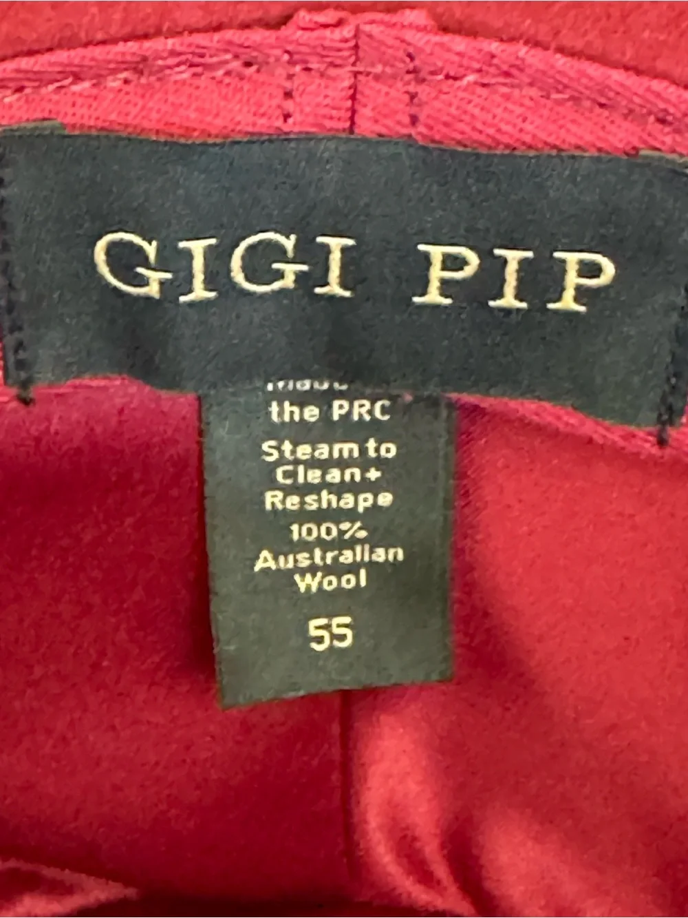 GIgi Pip Cowgirl Hat -Burgundy with Gold Chain Band